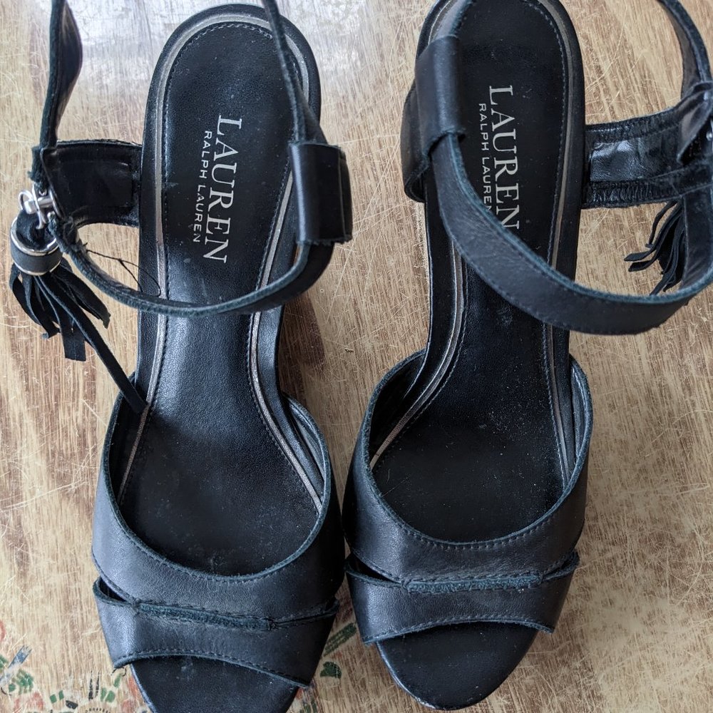 Ralph Lauren black wedges size 8.5
